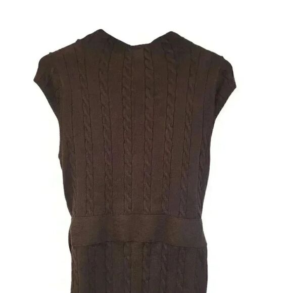 Milly of New York Women's Brown Viscose/Poly Cable Knit Sweater Dress w Gold Cha - Picture 6 of 10